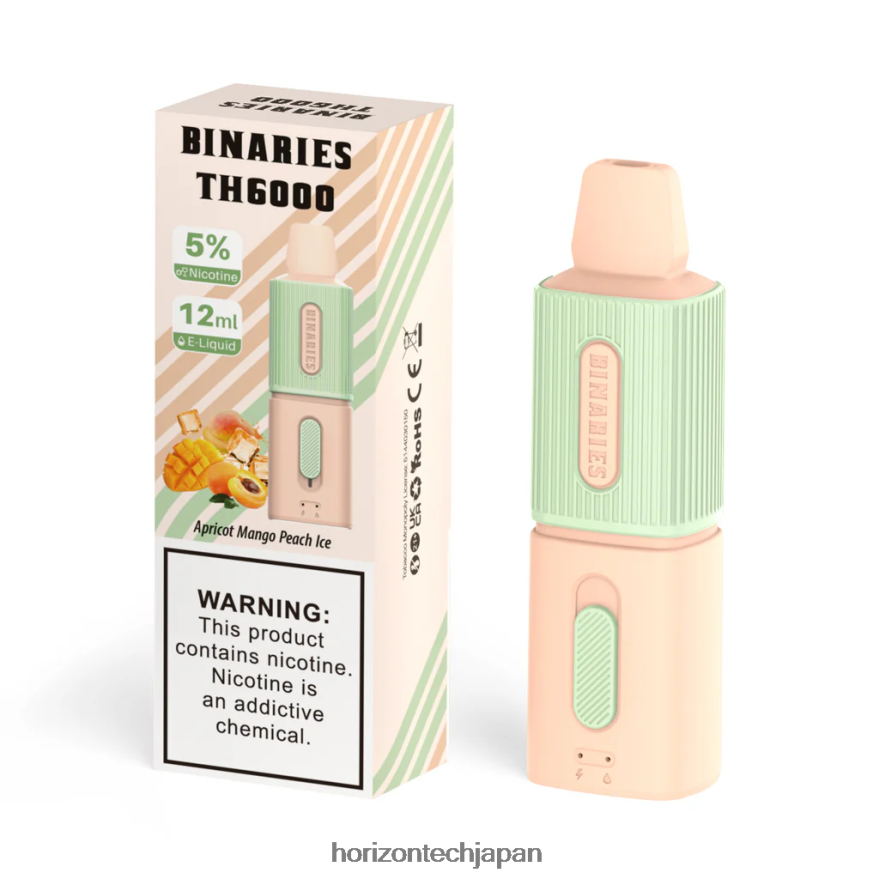 HorizonTech Binaries Cabin th6000 使い捨て 12ml アプリコットマンゴーピーチアイス XXXF104 Horizontech Disposable Vape