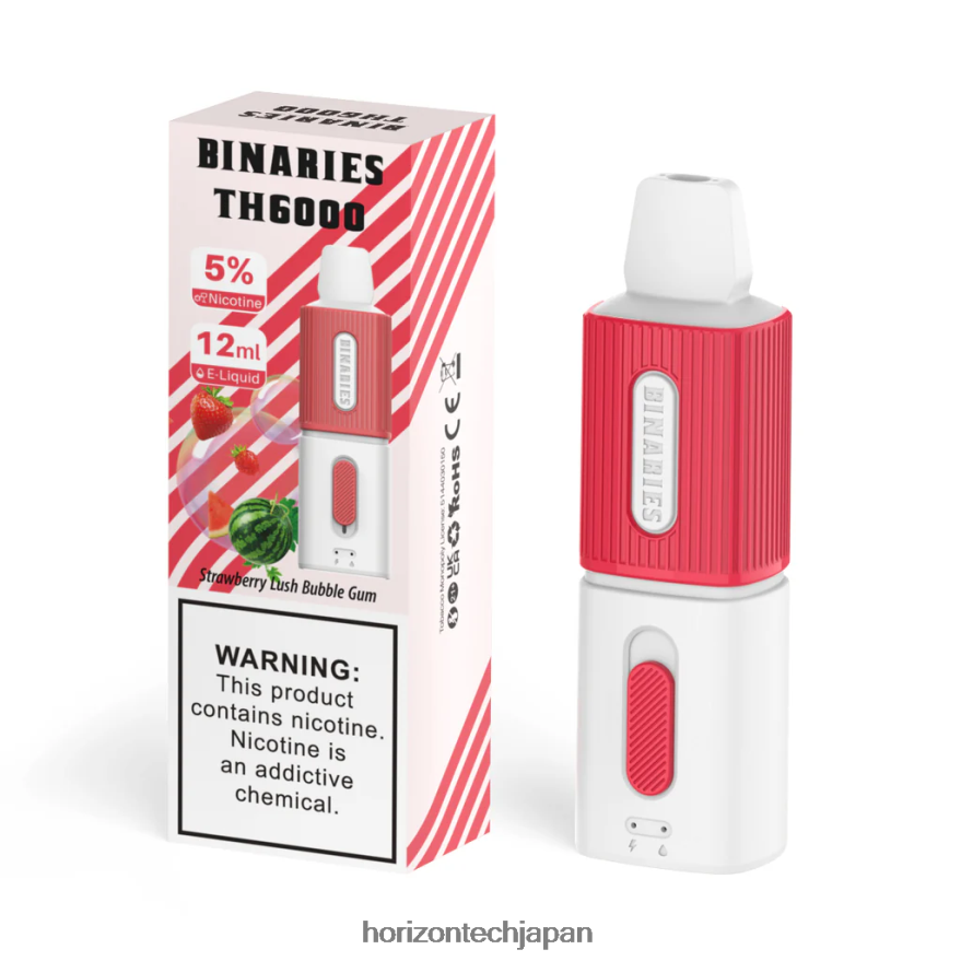 HorizonTech Binaries Cabin th6000 使い捨て 12ml ストロベリーラッシュバブルガム XXXF117 Horizon Tech Vape Coils