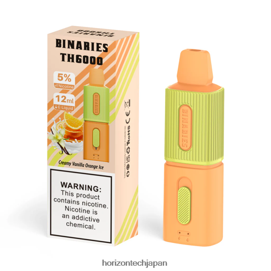 HorizonTech Binaries Cabin th6000 使い捨て 12ml クリーミーバニラオレンジアイス XXXF123 Horizontech Vape Japan