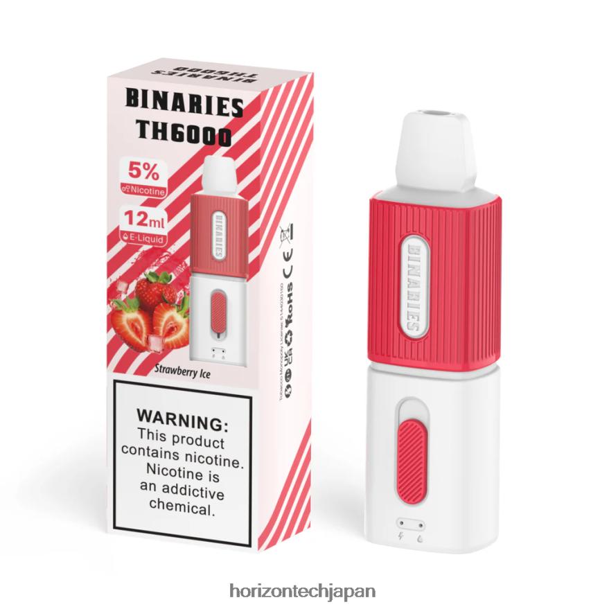 HorizonTech Binaries Cabin th6000 使い捨て 12ml ストロベリーアイス XXXF4 Horizontech Disposable Vape